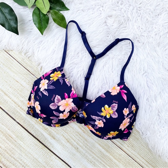 Pink Victoria’s Secret Floral Racerback Push-Up Bra - Picture 2 of 5